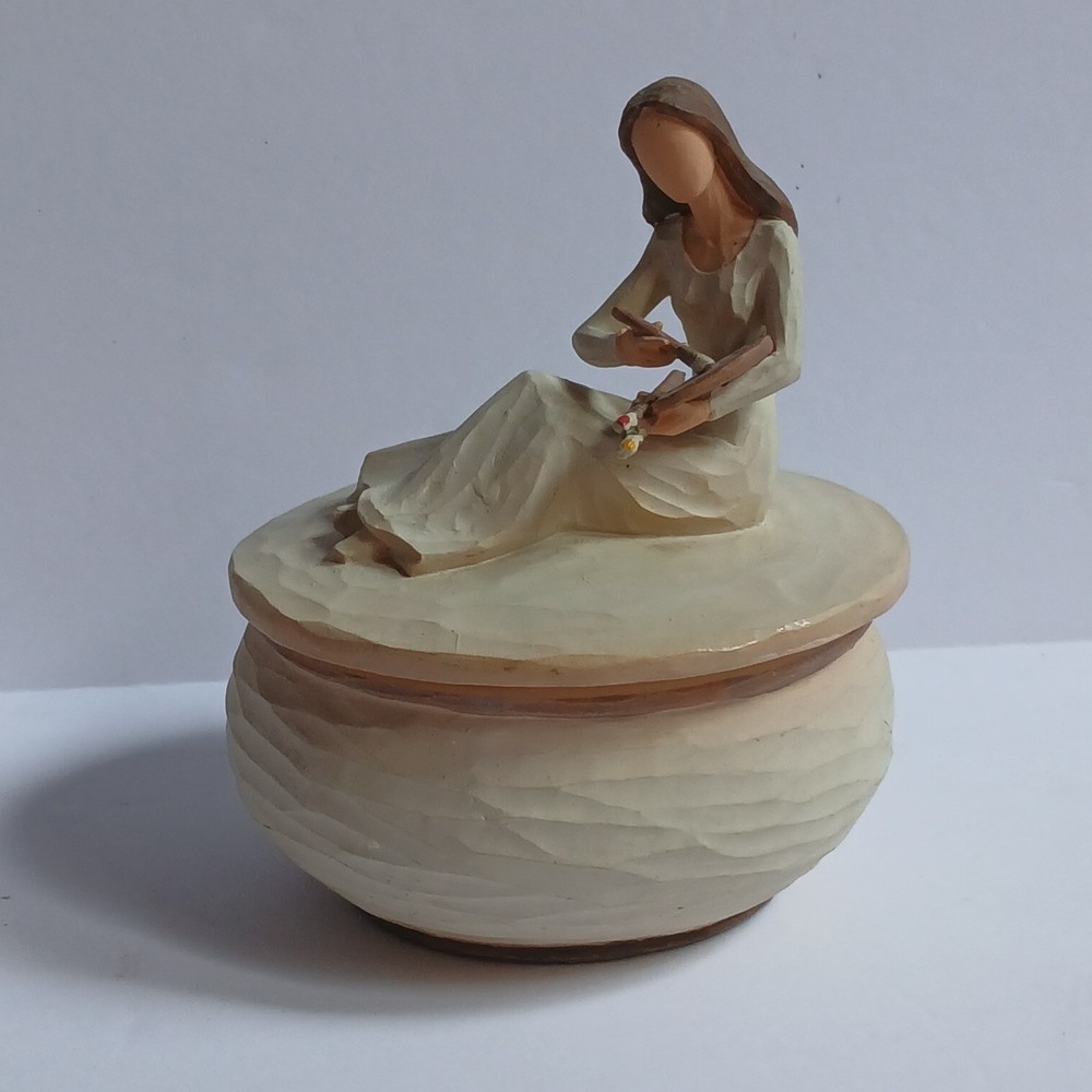 Vintage A. Richesco Corp. Hand-Painted Resin Artist Trinket Box (Model BX353)